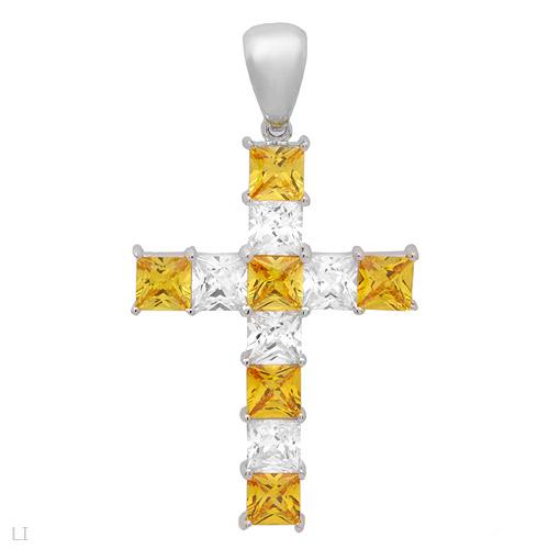 HIGH QUALITY 66MM CZ CROSS PENDANT 925 SILVER